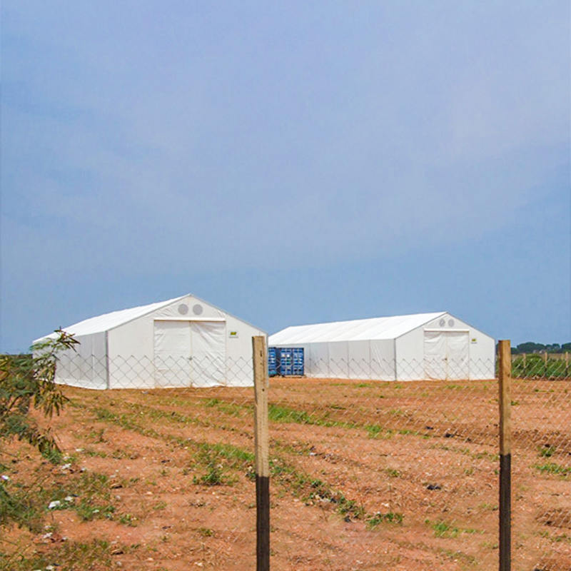IFRC/ICRC/WFP/IOM স্ট্যান্ডার্ড 10x32m টেকসই নমনীয় স্টোরেজ টেন্ট মোবাইল স্টোরেজ ইউনিট (MSU)