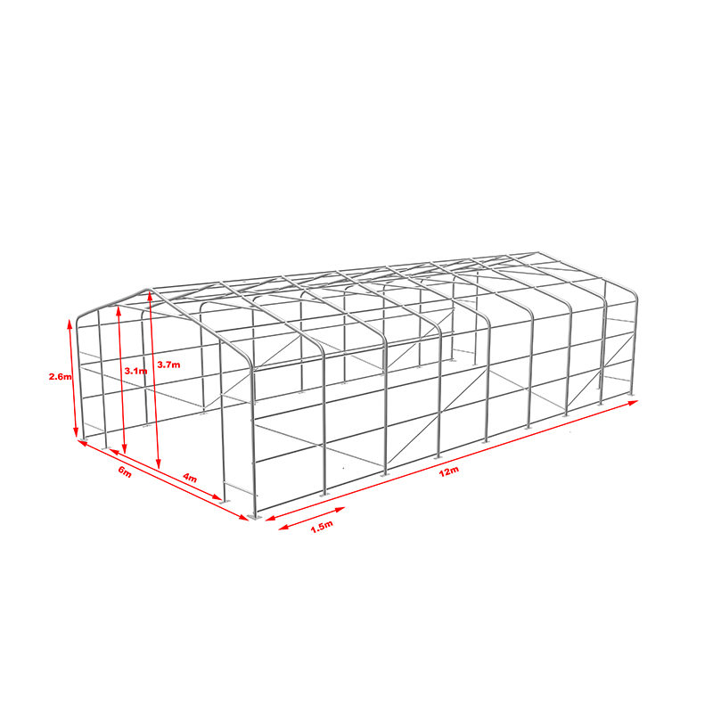 6X12 2.6m পার্শ্ব উচ্চতা উচ্চ তাপমাত্রা প্রতিরোধী শিল্প গুদাম স্টোরেজ তাঁবু