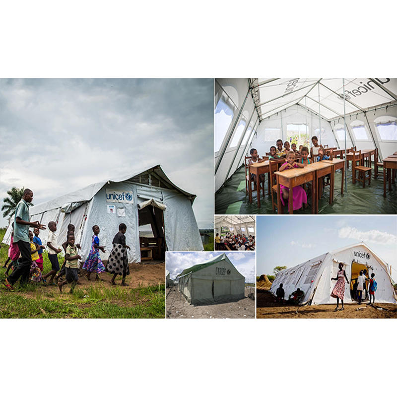 ইউনিসেফ স্ট্যান্ডার্ড 24m² ভাল বায়ুচলাচল ব্যবস্থা সহ বহুমুখী তাঁবু হাব তাঁবু