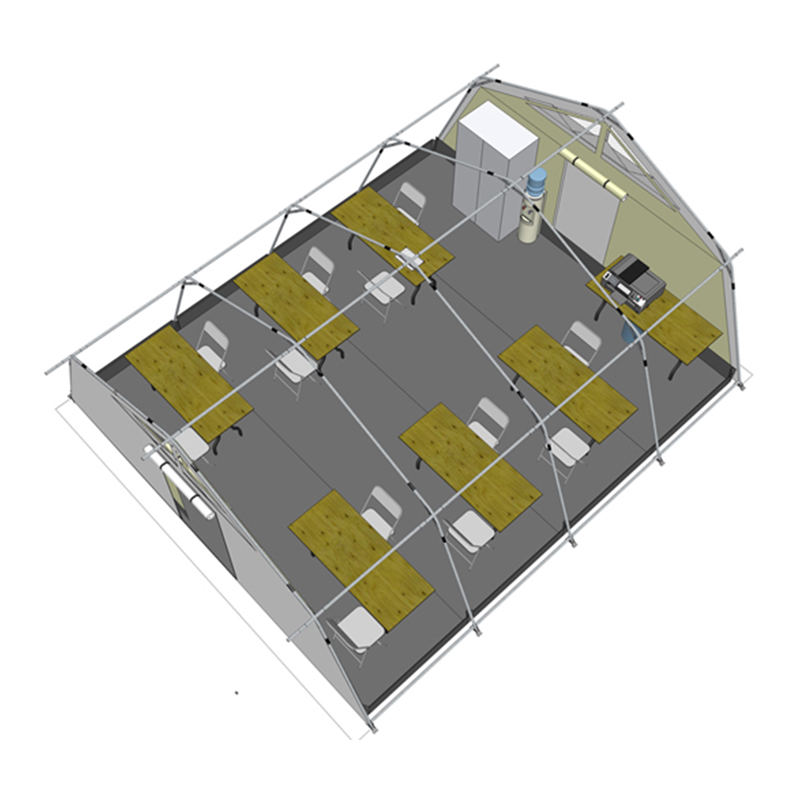ইউনিসেফ স্ট্যান্ডার্ড 42m² বহুমুখী হাব তাঁবু সমন্বিত/রিমুভেবল শেড কভার সহ