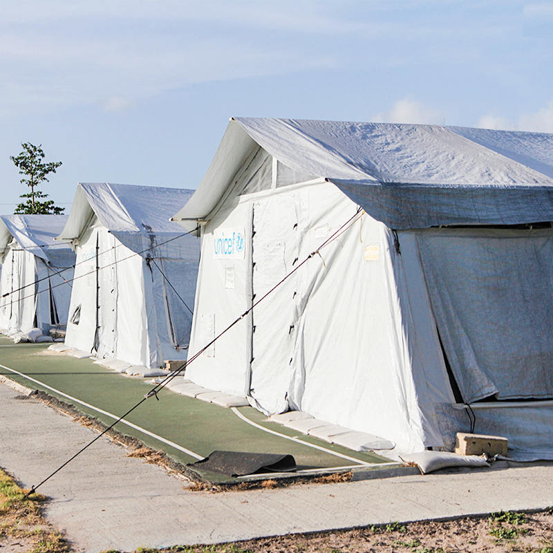 ইউনিসেফ স্ট্যান্ডার্ড 72m² মাল্টিপারপাস হাব টেন্ট স্টোরেজ, হাসপাতাল, ডিসপেনসারি, স্কুল, অফিসের জন্য ব্যবহৃত