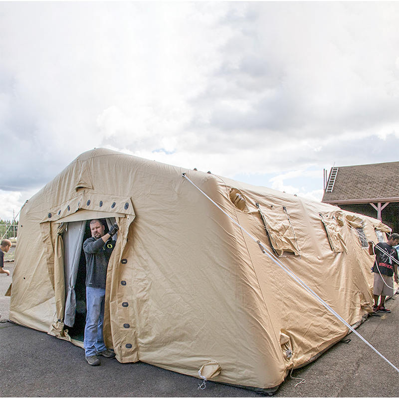 5.6x9.95m বহুমুখী মাঝারি দ্রুত স্থাপনা আশ্রয় নিম্ন-চাপ ইনফ্ল্যাটেবল তাঁবু