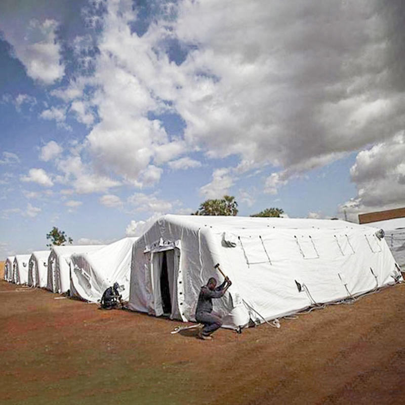 5.6x9.95m বহুমুখী মাঝারি দ্রুত স্থাপনা আশ্রয় নিম্ন-চাপ ইনফ্ল্যাটেবল তাঁবু