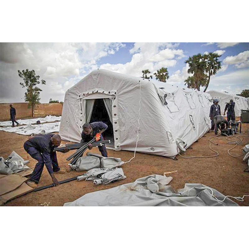 5.6x9.95m বহুমুখী মাঝারি দ্রুত স্থাপনা আশ্রয় নিম্ন-চাপ ইনফ্ল্যাটেবল তাঁবু